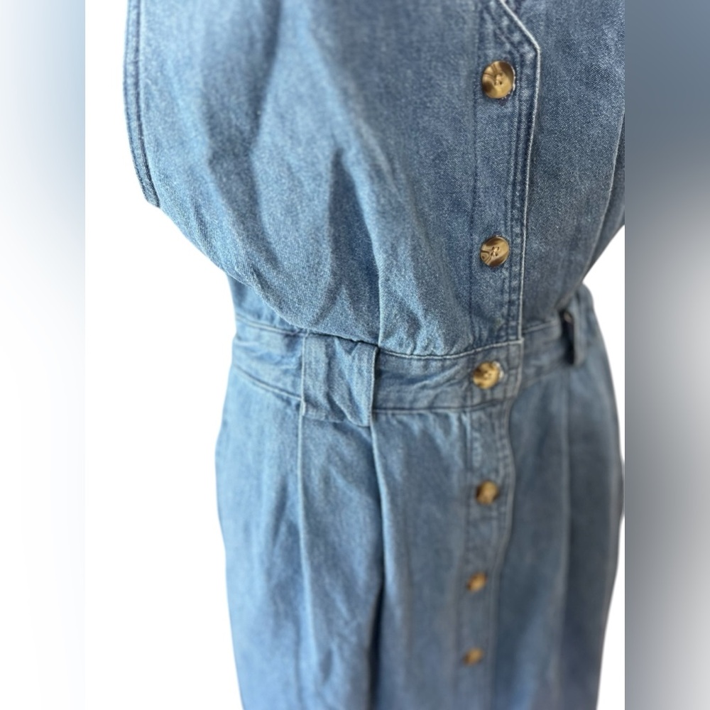 Denim western folk Bryn Connelly cottage Midi Jumper vintage Dress - Picture 2 of 8